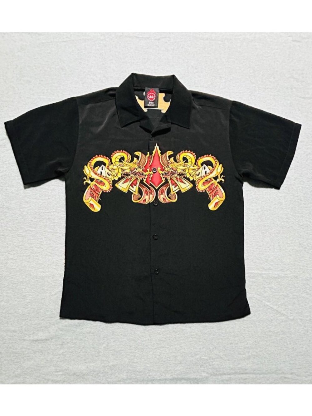 Vintage JNCO Button Shirt Youth Small Size 8 Black Dragon Flame Skateboard